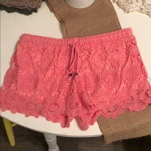 Pink Crochet Shorts
